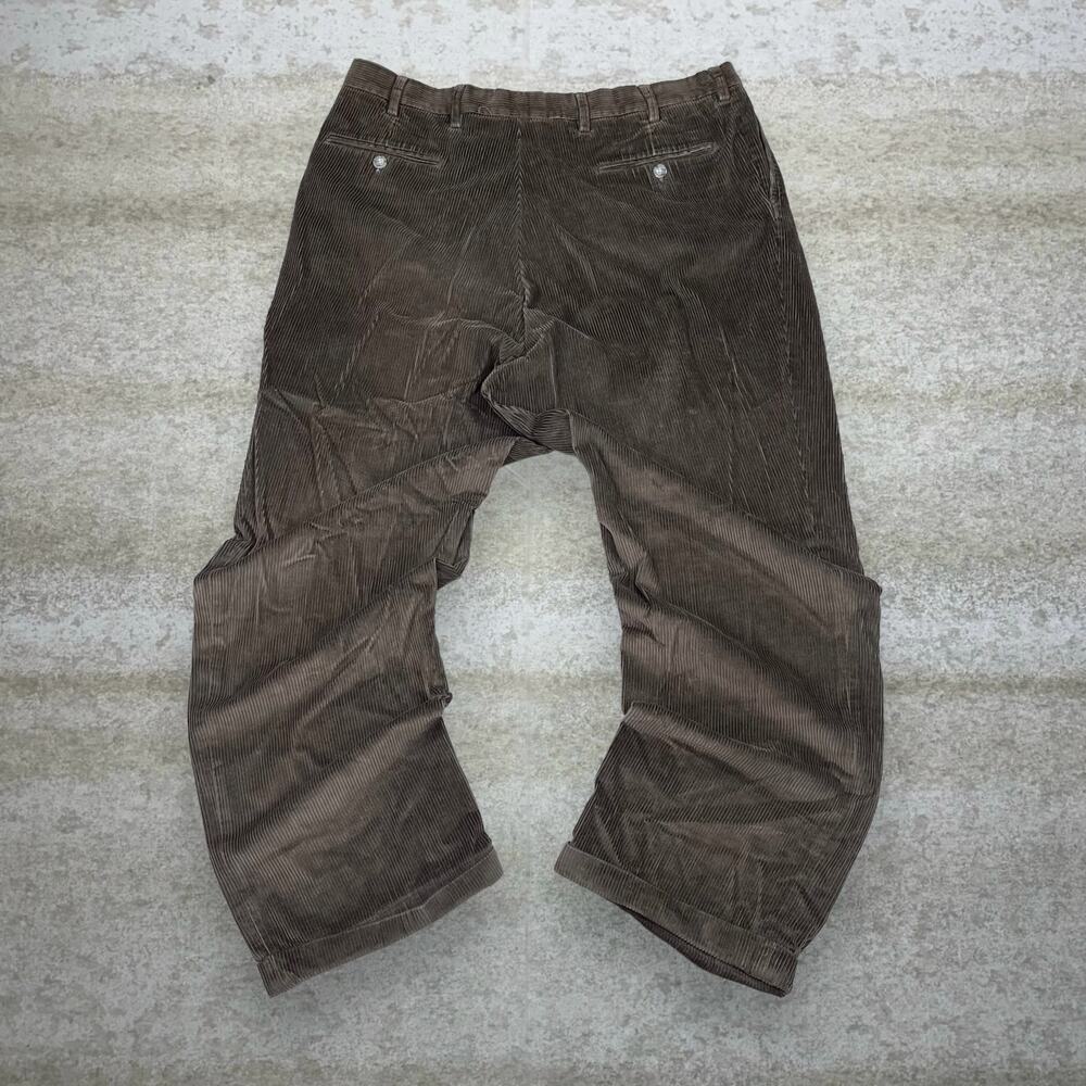 Vintage 90s Corduroy Pants 36x32  Baggy Fit Chocolate Brown Pleated Front